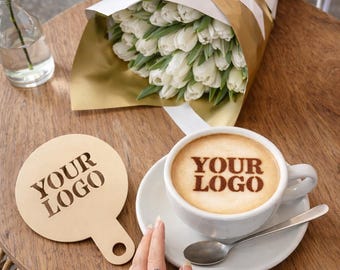 Laser Cut Wooden Coffee Stencil | Customizable Latte Art Stencil | Coffee Gift | Barista Stencil Personalized Wood Stencil Coffee Lover Gift