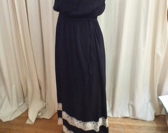 Strapless Black Long Dress With Beautiful White Lace Detail by Ella Moss Sz  XS/S - Etsy