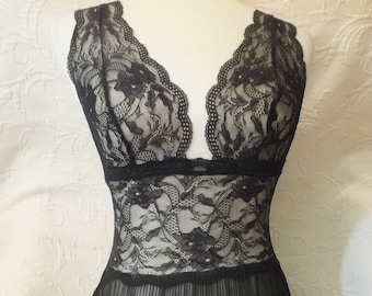 Victoria Secret Lingerie Slip Dress Black Lace Trim Deep V Plunging Large -  Etsy