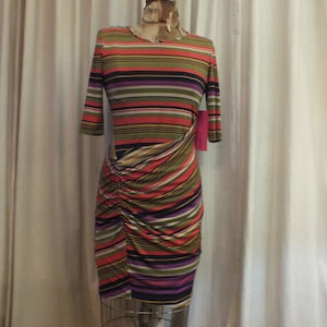 Betsey Johnson Multicolor Tight fitting  Hip Hugging Striped Womens Dress Sz 6