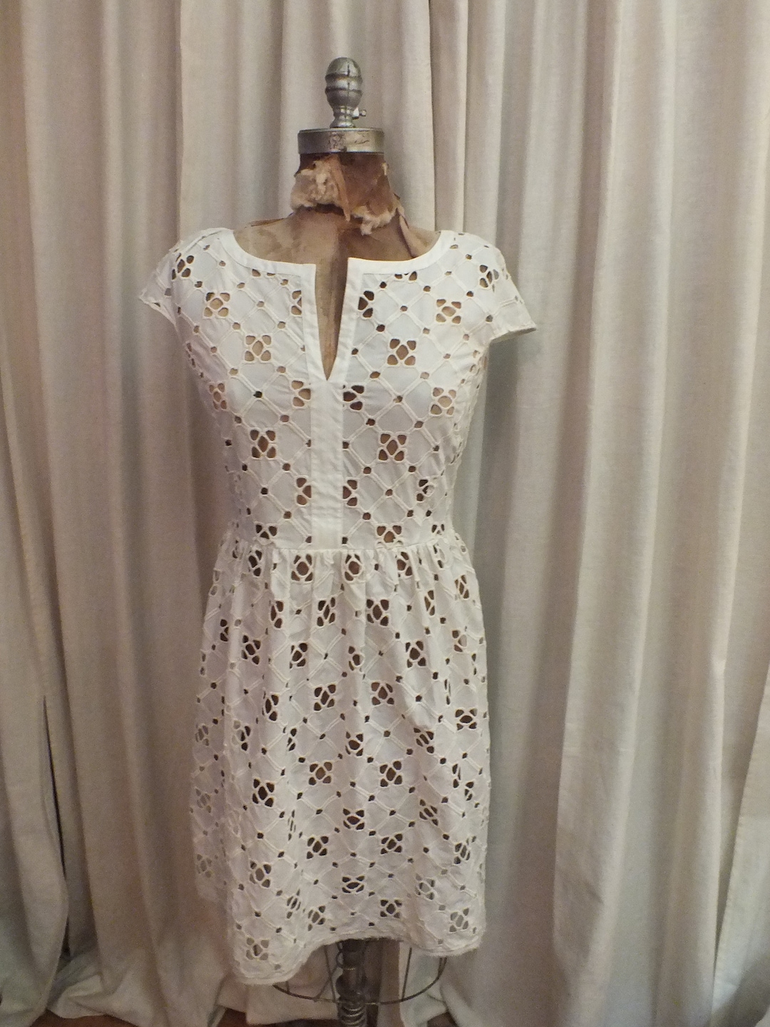 Italian Eyelet Dress by Mantu Cream Colored Designer Dress Sz Small (2 ...