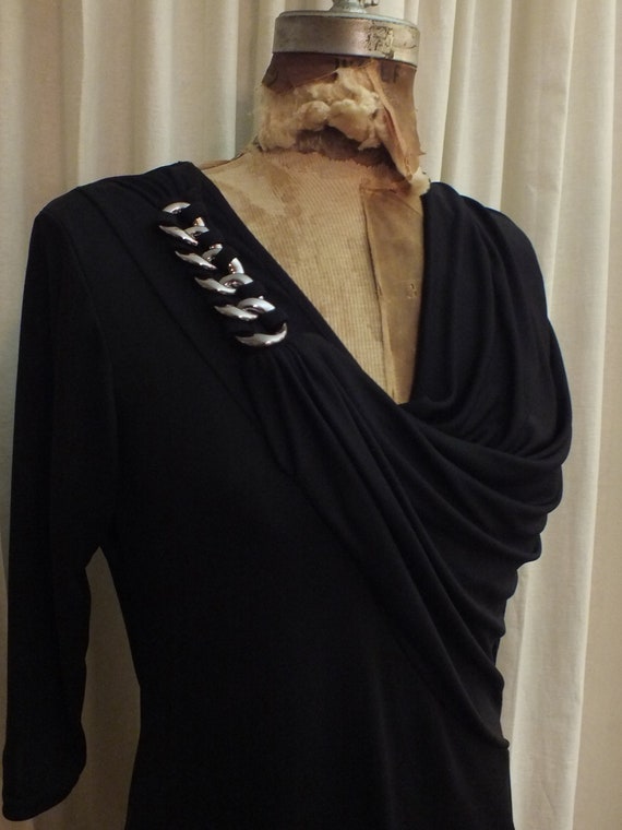 Beautiful Black Drape Blouse from France by MY STO