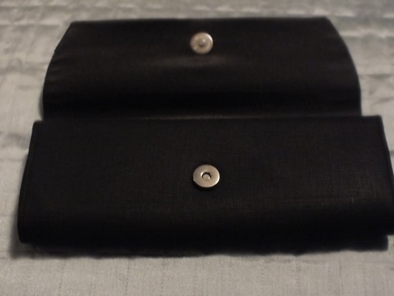 Black Clutch Bag with Brooch Linen - image 6