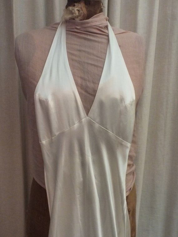 Glamourous Sexy White Satin Halter Dress Size 0 L… - image 2