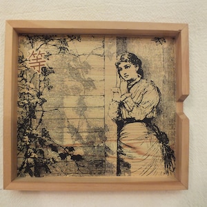 Wooden Trinket Tray with Victorian Woman