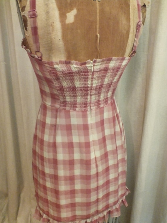Gingham Pink Bustier Dress Above the Knee Length … - image 8