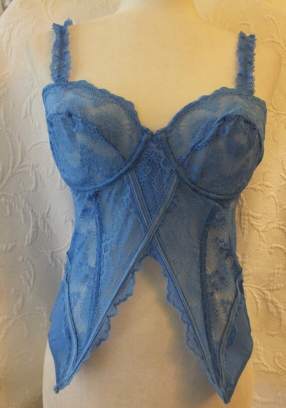 Bright Blue Lace Corset Wired Size 8 View 2