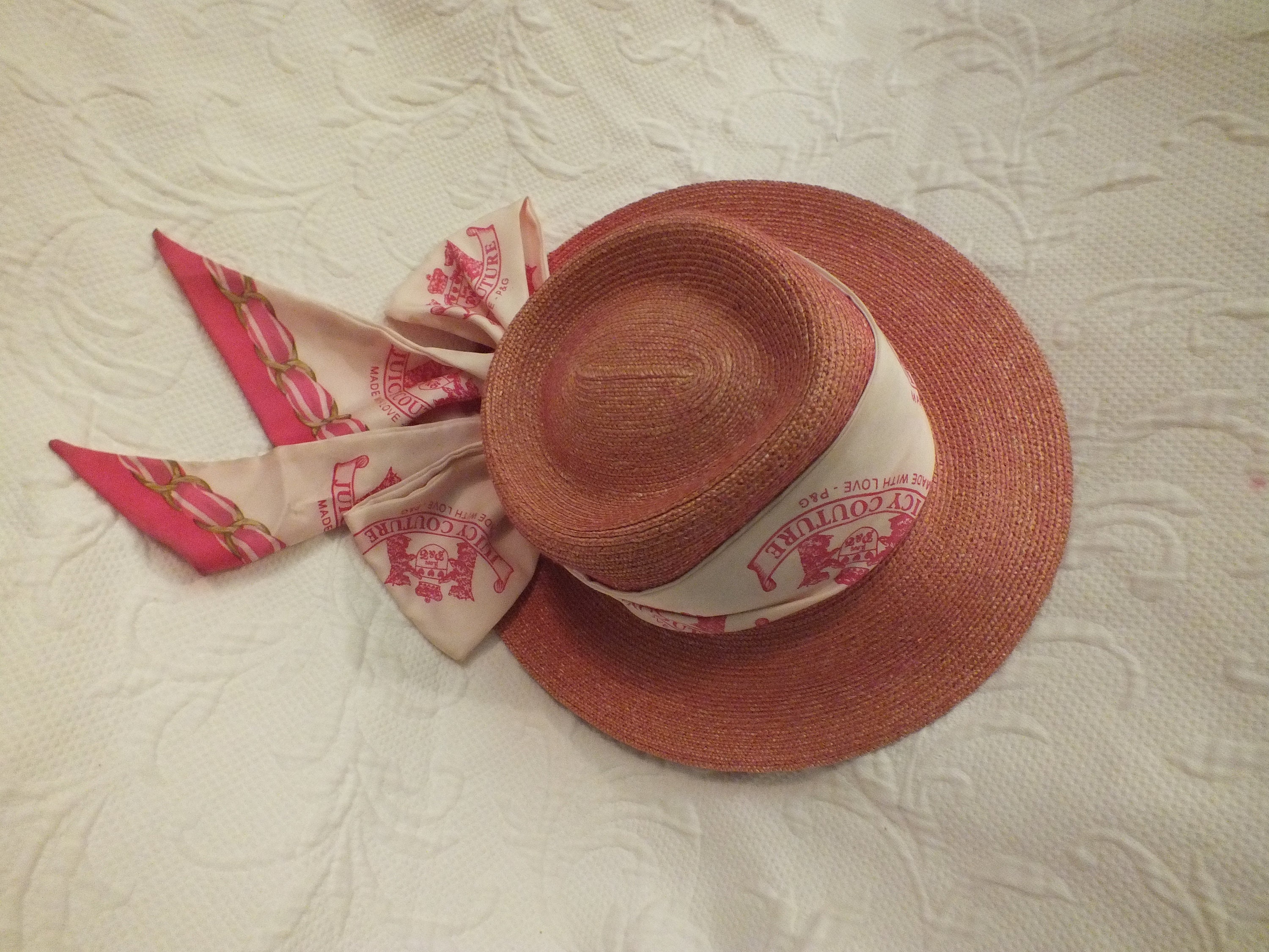JUICY COUTURE★fluff Scalloped Hat JC267 Vintage Deadstock New With Tags Y2K VELOUR Baby Pink Juicy