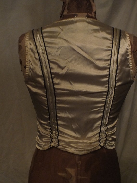 Vintage Corset Style Top in Pearl Gold  Sz. S/M - image 9