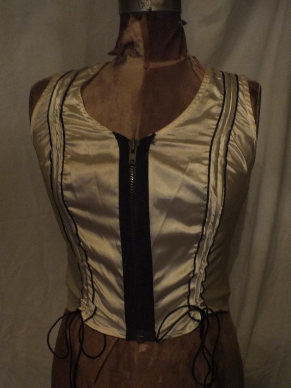 Vintage Corset Style Top in Pearl Gold  Sz. S/M - image 7