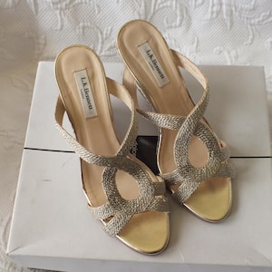 L.K. Sandales compensées dorées Bennett London Pointure 39 Espadrilles