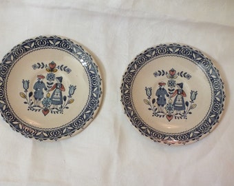Vintage Johnson Brothers Staffordshire Hearts and Flowers Old Granite Plates Set of Two