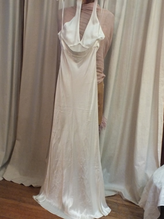 Glamourous Sexy White Satin Halter Dress Size 0 L… - image 9