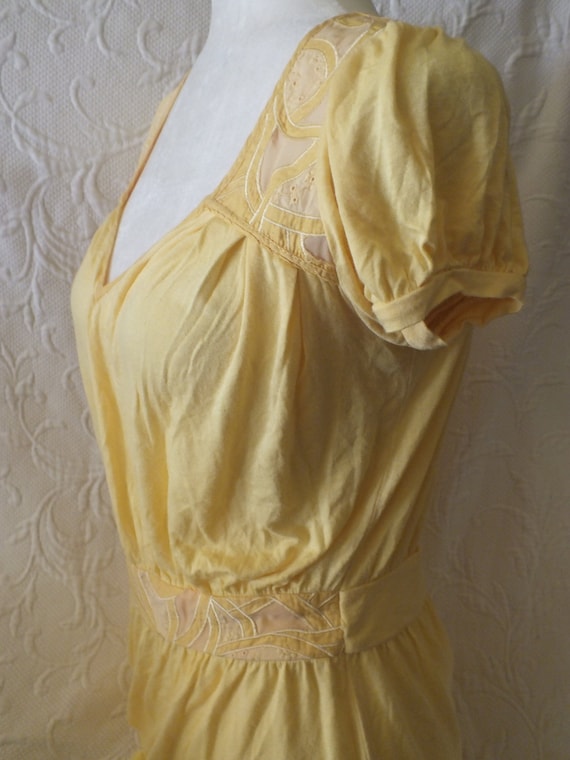 Vintage Yellow V Neck Blouse Rayon