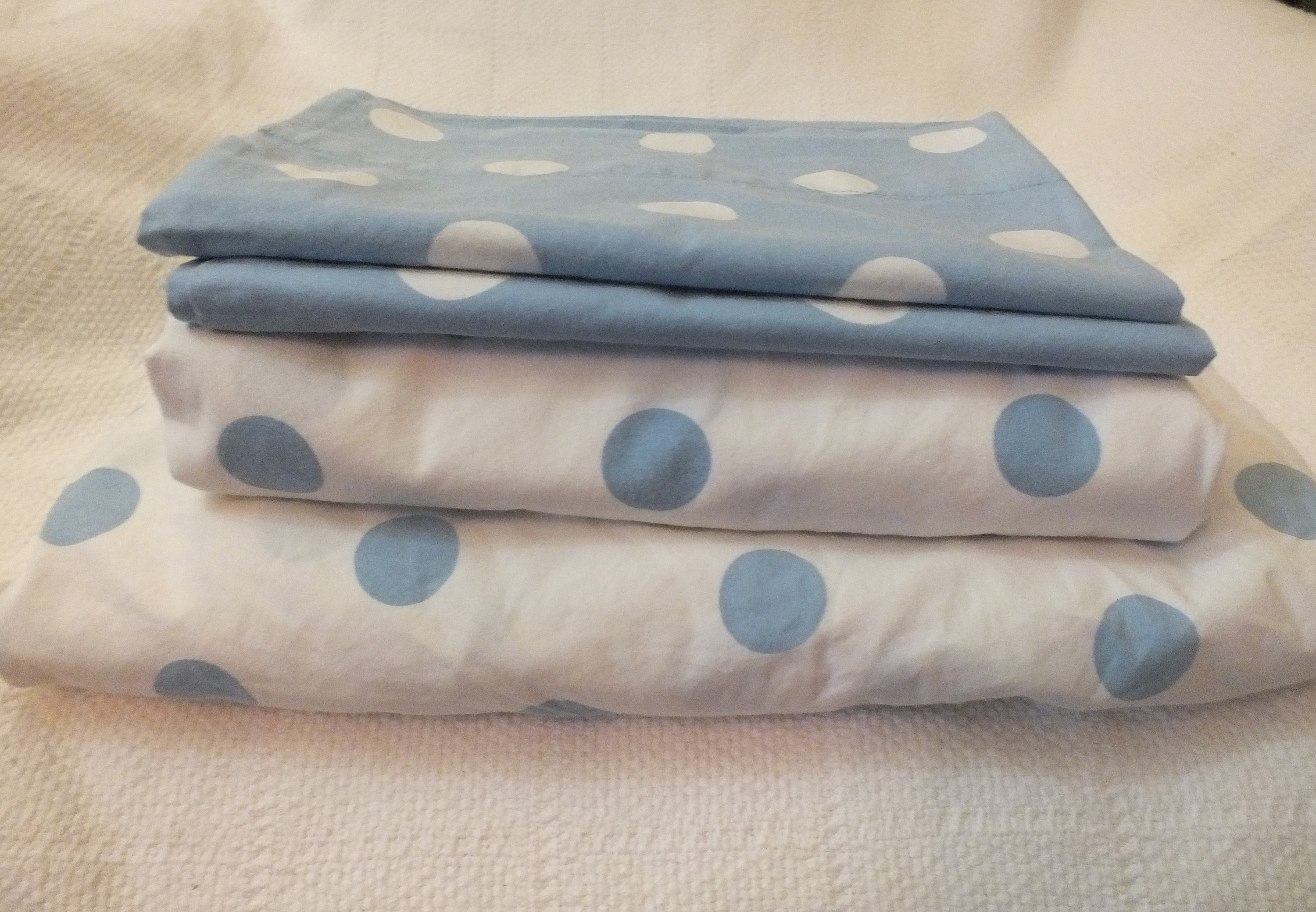 Twin Sheet Set in a Charming Blue and White Polka Dot Pattern Etsy UK