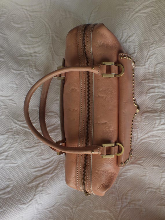 バッグ made in NYC brown leather hand bag Vintage Maxx New York Women Hand Bag, Peach/pink Bag. - Etsy