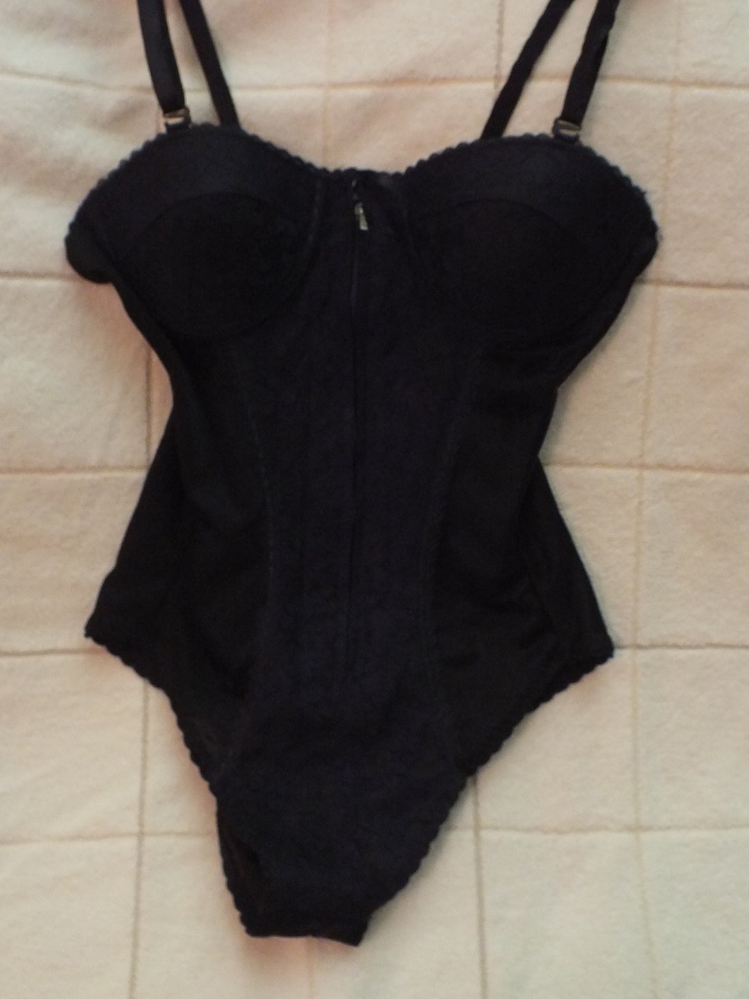 Vintage Corset Bodysuit Black With Lace by Kitty Sz 34 Cup B-C - Etsy UK