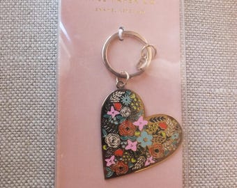 Heart Keychain Enamel Keychain Metal in Gold Color Multicolor