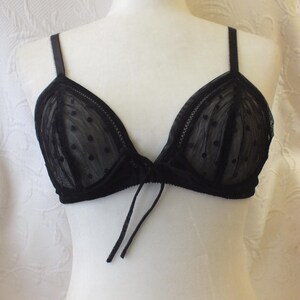 Vintage 90's Sheer See Through Black Bra with Polka Dots from Victoria's Secret Size 34B image 2
