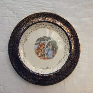 Vintage 18th Century Brautpaar in einer 22K Gold Inkrustierten filigranen Platte 7 &quot;&quot;