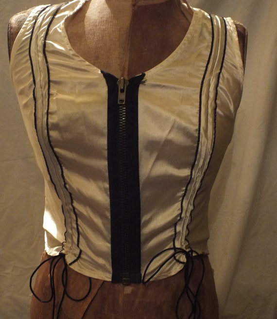 Vintage Corset Style Top in Pearl Gold  Sz. S/M - image 1