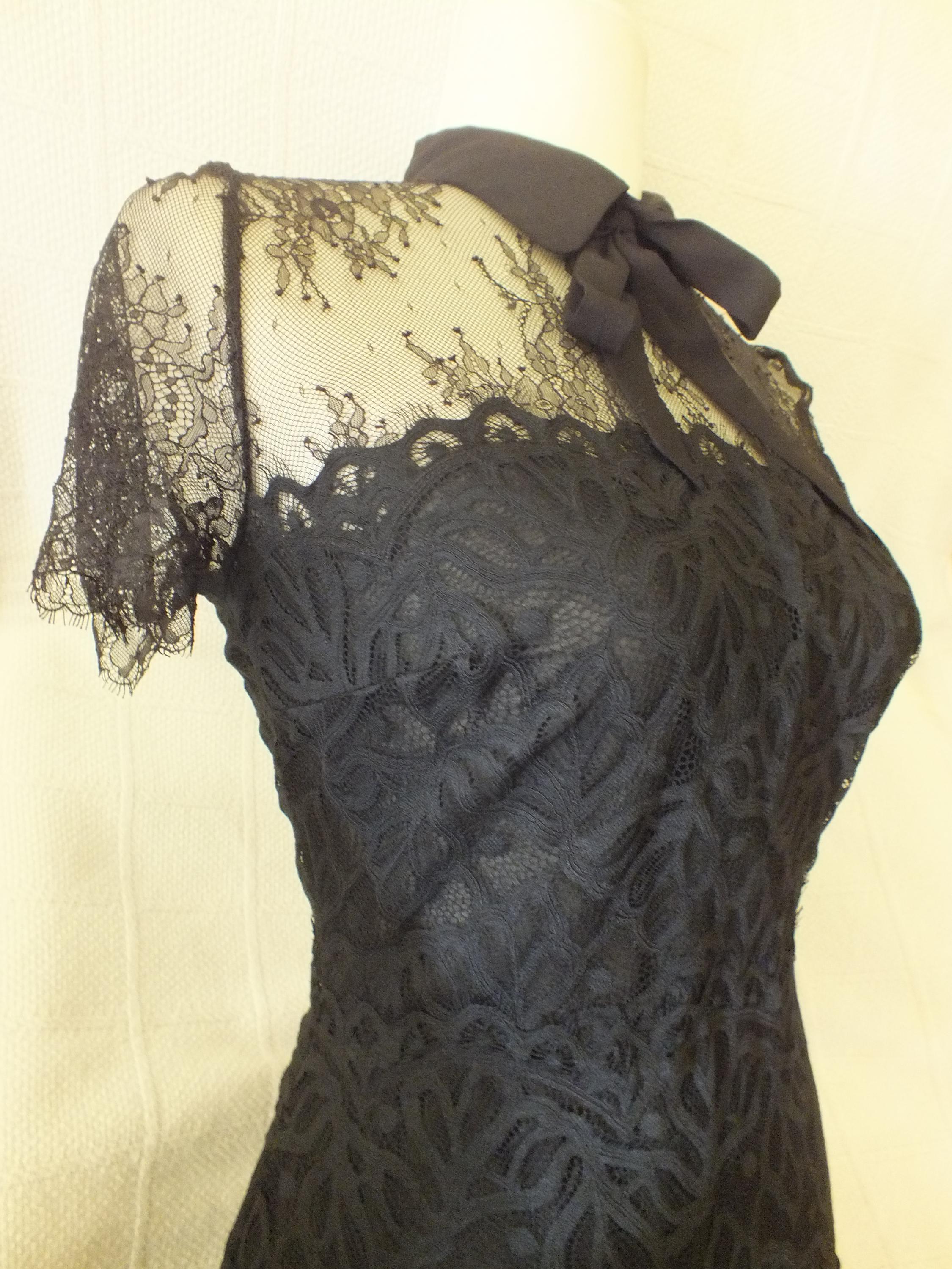 Black Lace Dress With Bow Designer Dress by Sandro Paris - Etsy