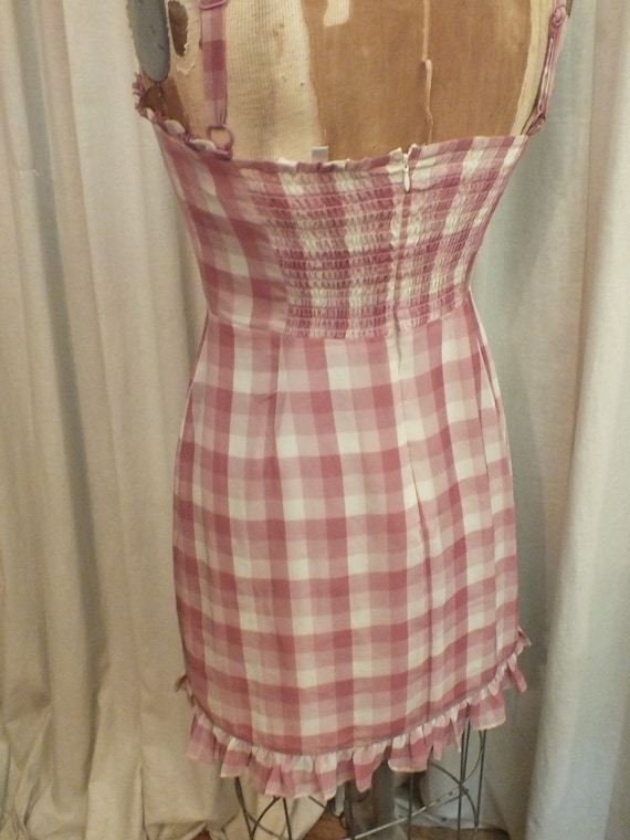Gingham Pink Bustier Dress Above the Knee Length … - image 4
