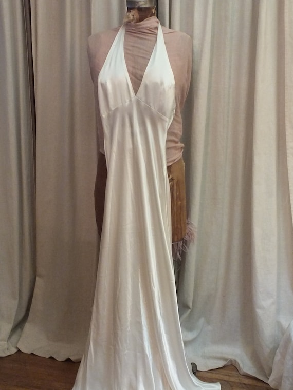 Glamourous Sexy White Satin Halter Dress Size 0 L… - image 4