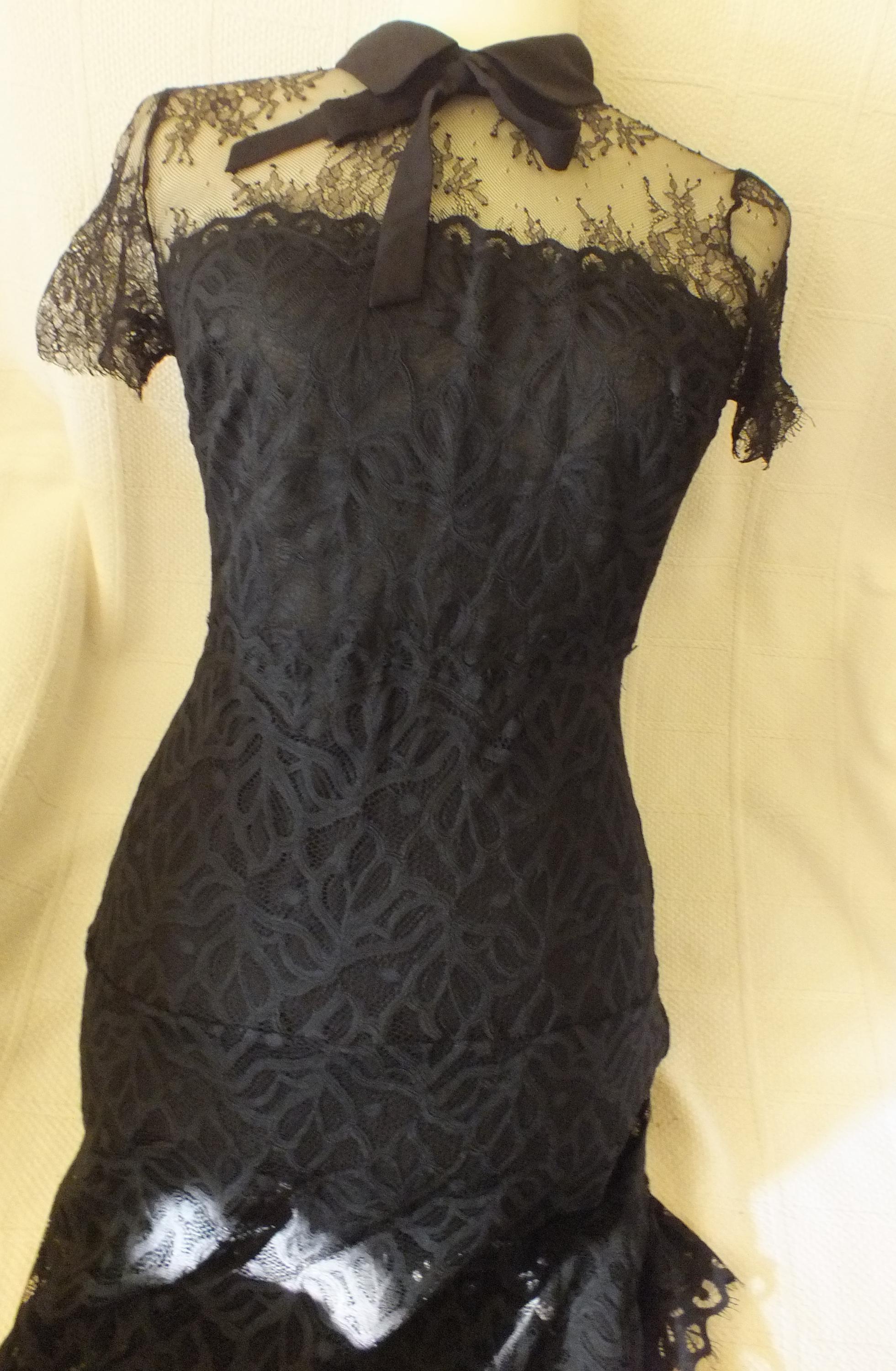 Black Lace Dress With Bow Designer Dress by Sandro Paris - Etsy UK