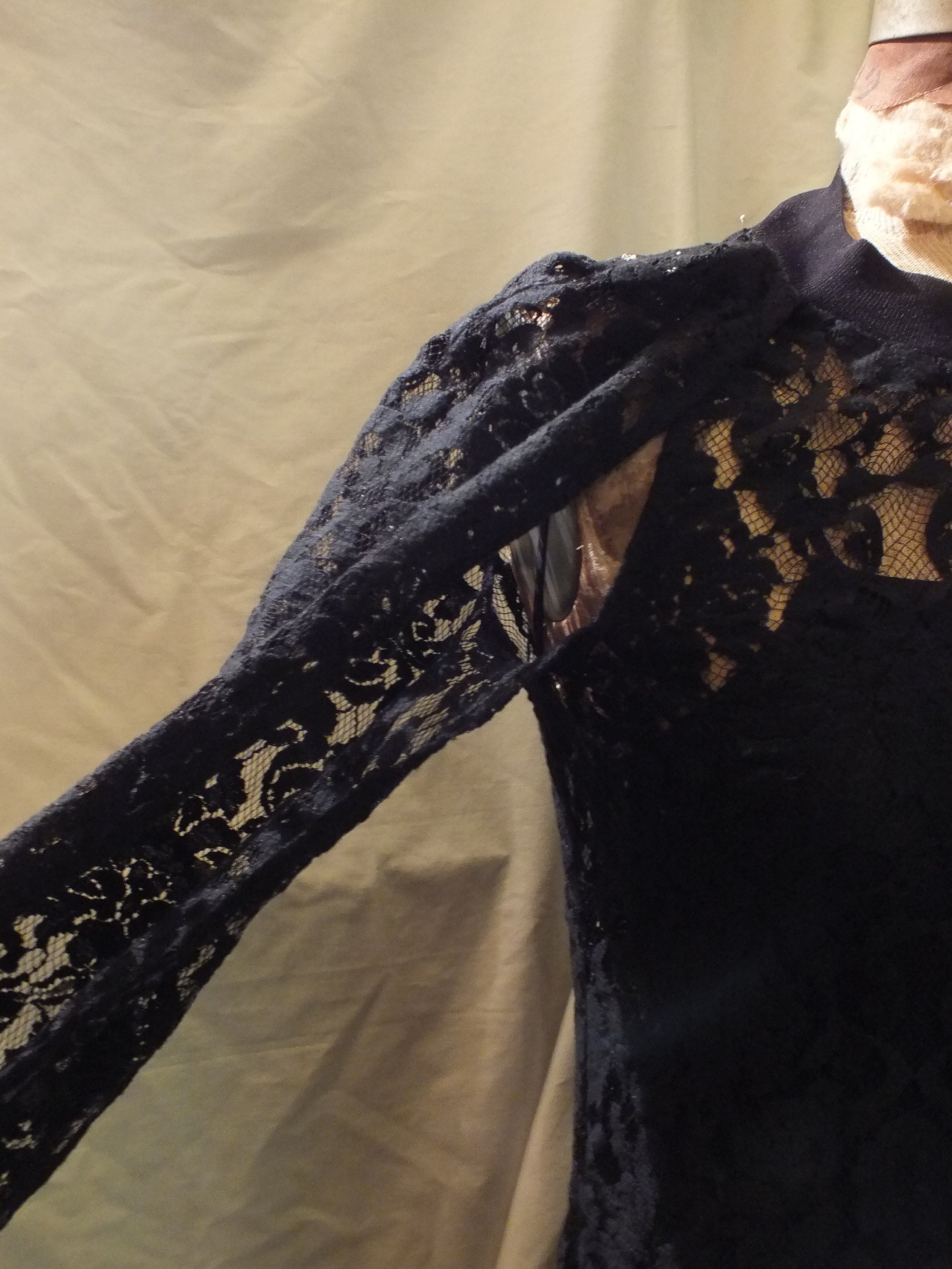 Black Classic Lace Dress With Slit Sleeves by DKNY - Etsy