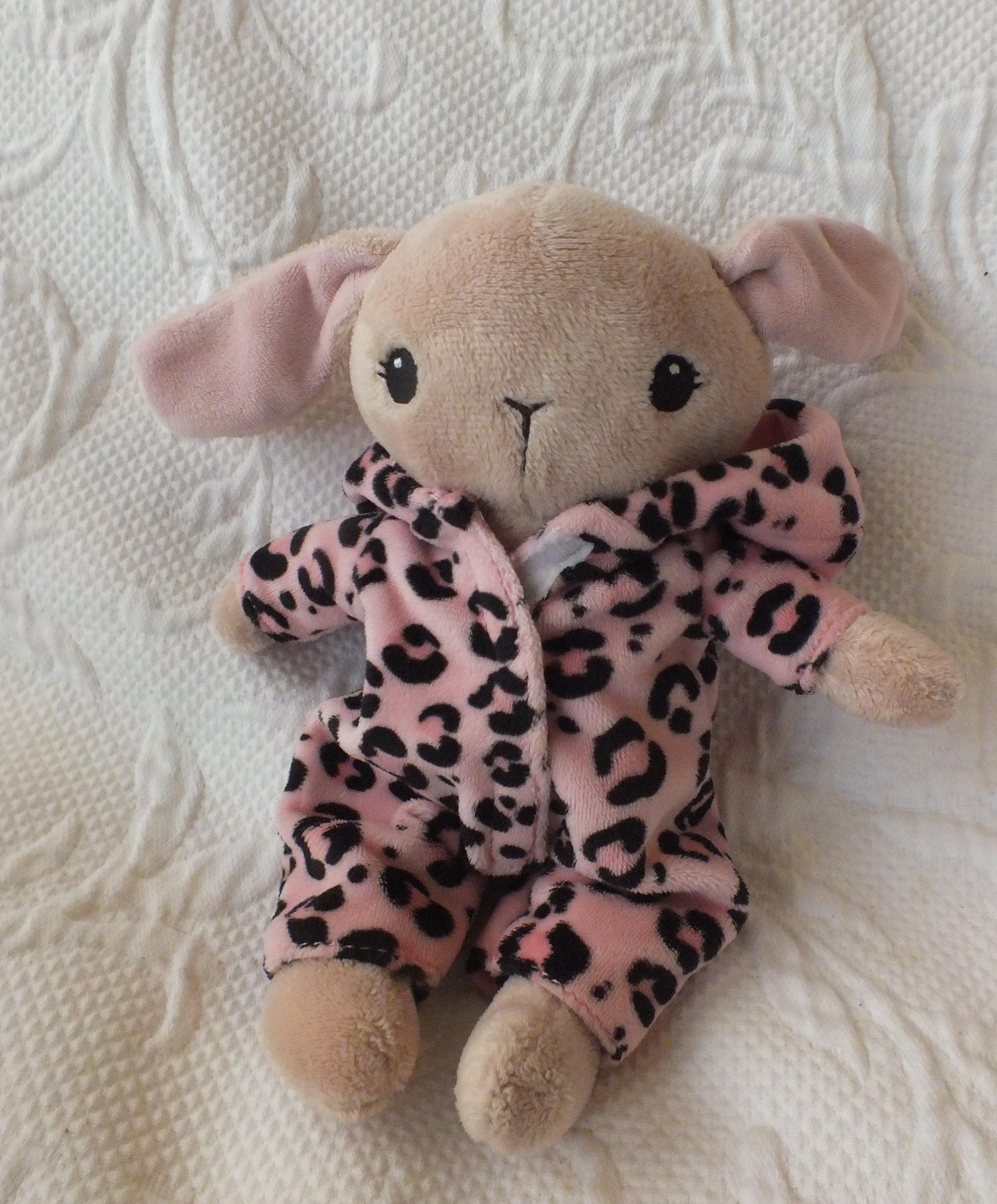 Bunny With Pink Leopard Jumpsuit Plush Soft Animal Toy - Etsy