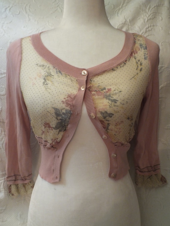 Red Valentino Feminine Pink Floral Sweater with La