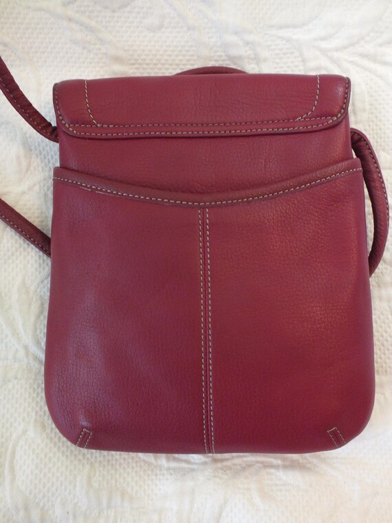 Leather Crossbody Bag by Tignanello in a Deep Red… - image 2