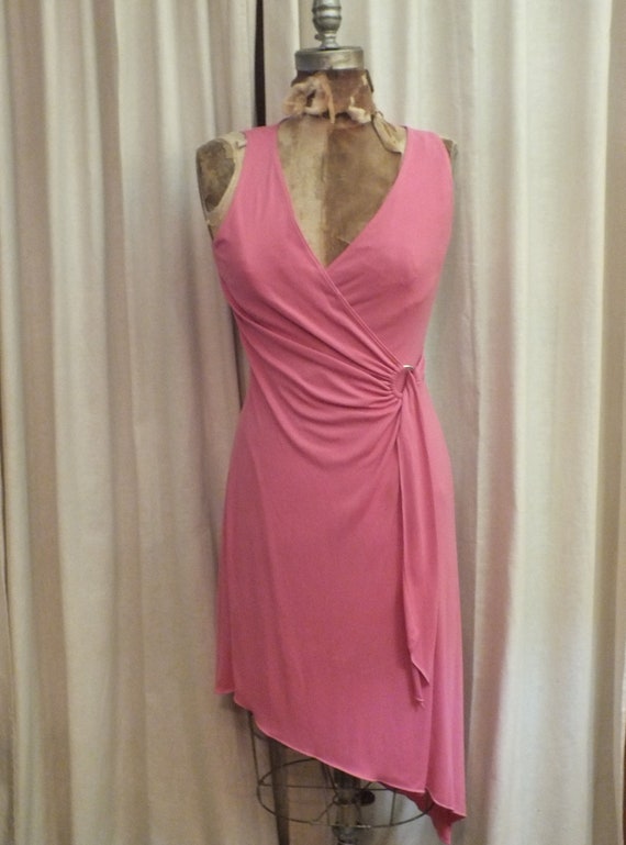 Vintage Hot Pink Wrap Dress Size M