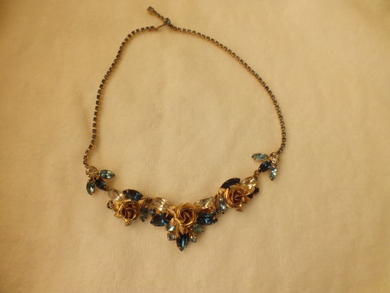 Juliana Set Roses Juliana D&E Vintage 60s Figural Gold Roses Crystal Ne… - Gem