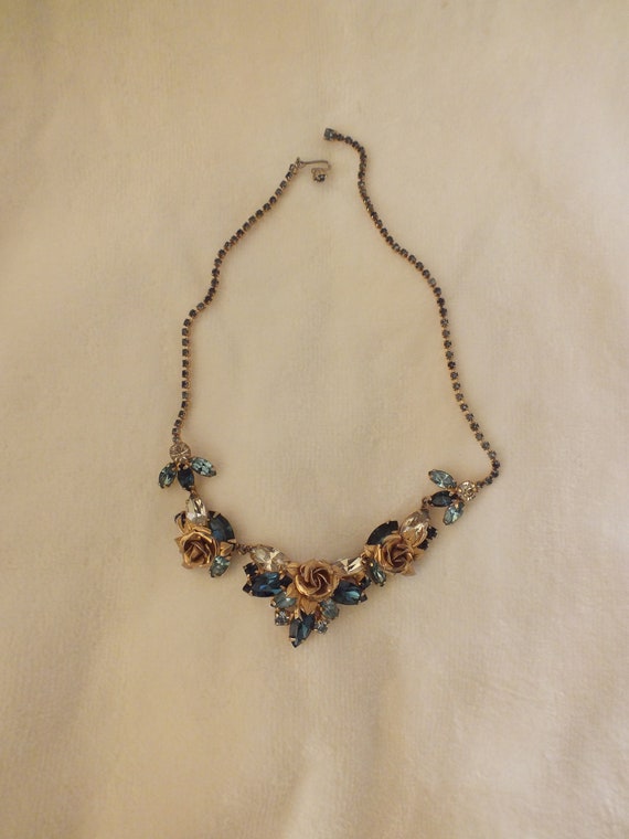 Juliana Set Roses Juliana D&E Vintage 60s Figural Gold Roses Crystal Ne… - Gem