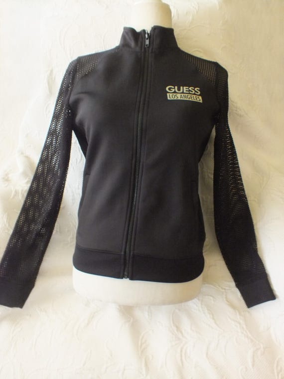 Black Guess Jacket with Fish Net Like Sleeves Siz… - image 8