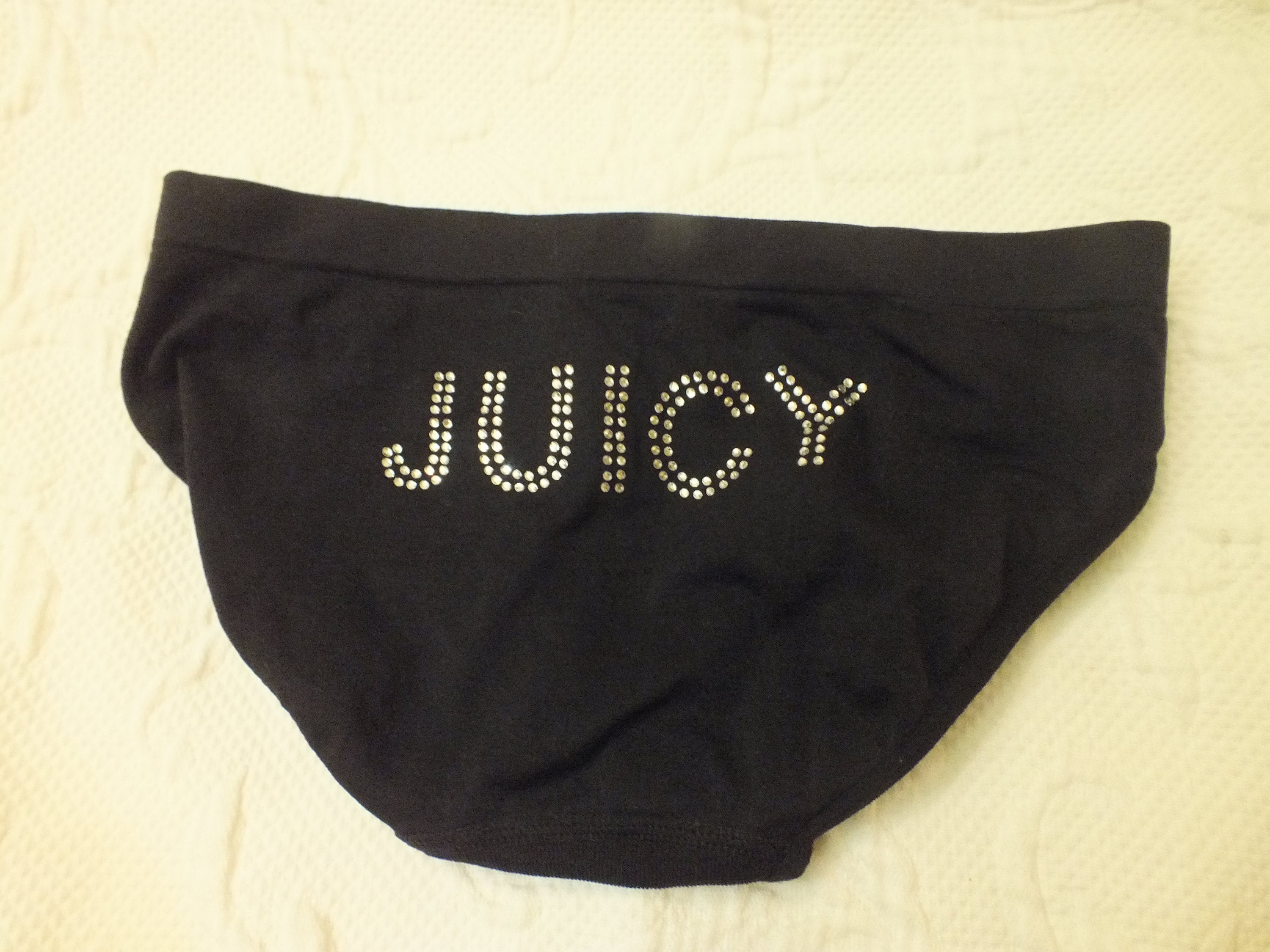 Black Panty Underwear With Rhinestones Juicy Couture Size Small Low Rise 