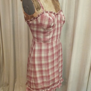 Gingham Rosa Bustier Kleid Oberhalb Knie Länge Größe Small