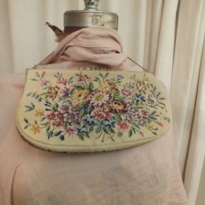 Vintage Jolles Tapestry Bag Made in Austria Petit Point Evening Bag Floral