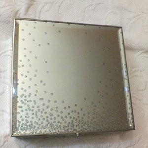 Bedazzled Mirrored Jewelry Box in Silver and Gold Jewelry Storage Glass Sparkly