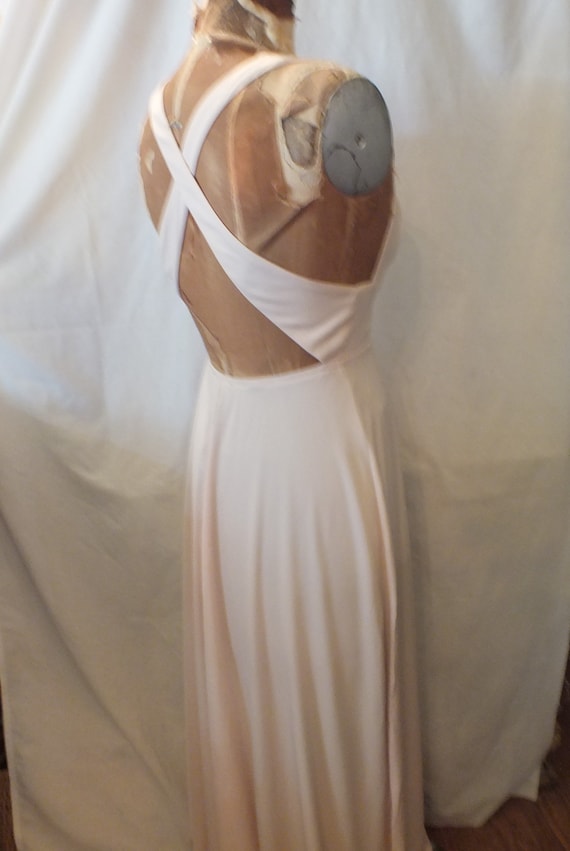 Low Cut Blush Pink Maxi Dress with Cross Back by F