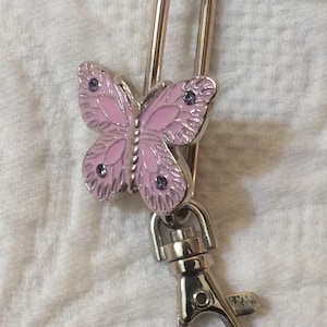 Pink Butterfly Keychain, Key Ring/Key Holder with Pink Rhinestones