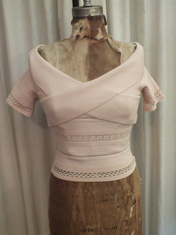 Pink off the Shoulder Criss Cross Top Paris Sz Small designer Top Etsy