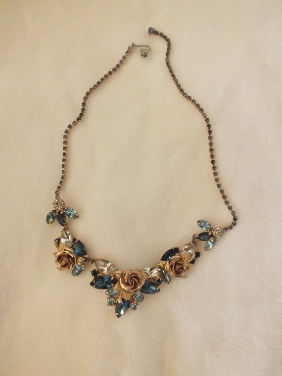 Juliana Set Roses Juliana D&E Vintage 60s Figural Gold Roses Crystal Ne… - Gem
