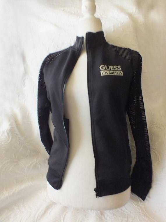 Black Guess Jacket with Fish Net Like Sleeves Siz… - image 7