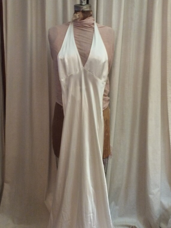 Glamourous Sexy White Satin Halter Dress Size 0 L… - image 3