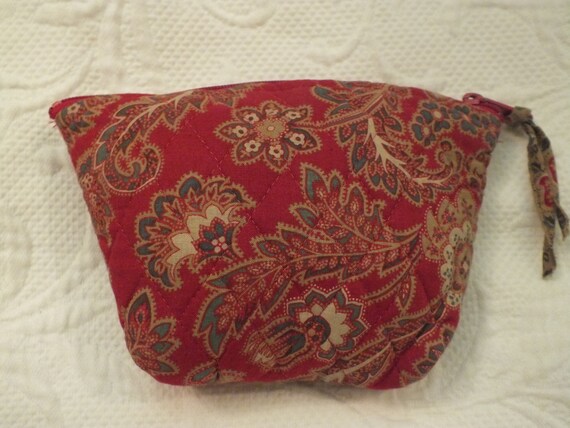 Vintage Red Floral Vera Bradley Makeup Bag/ Coin … - image 3