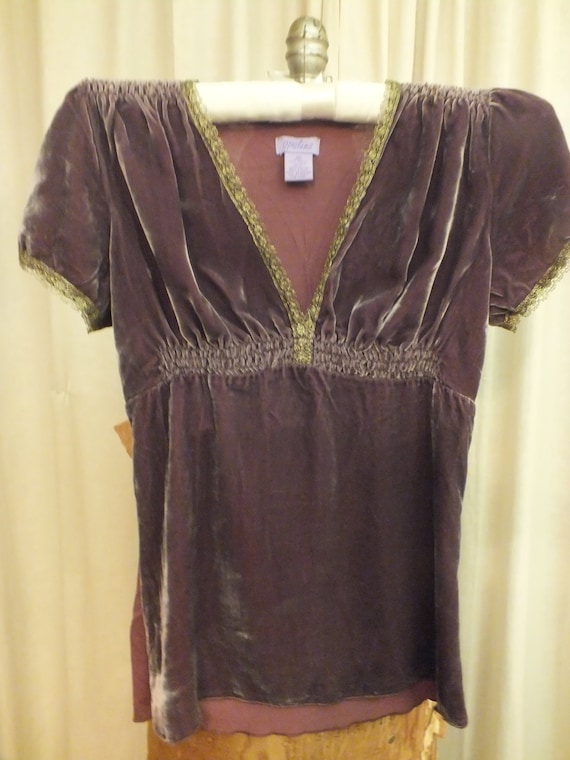 Vintage 90's Velvet Top/Blouse in Plumb and Gold f