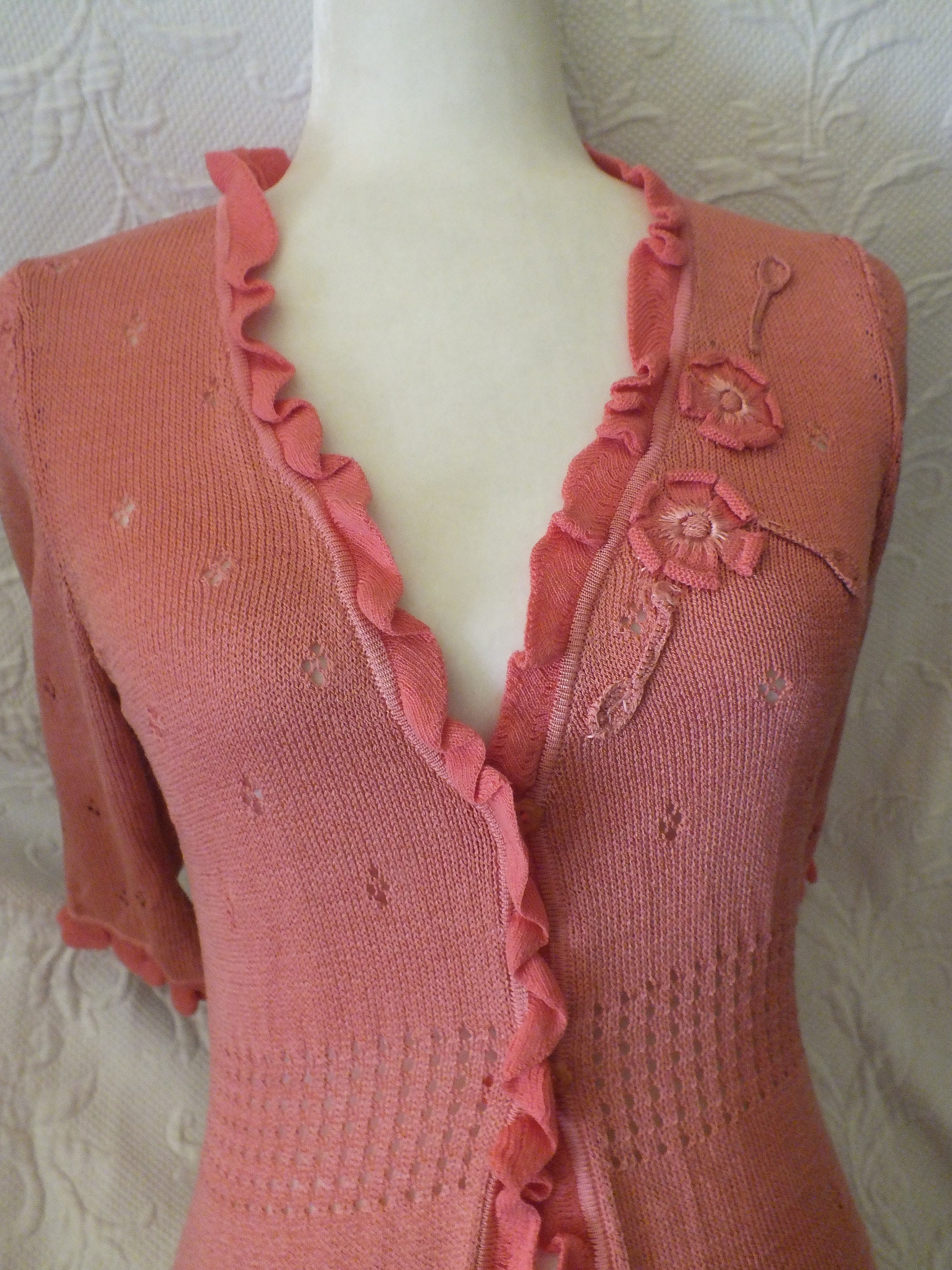 Vintage Lozenge Printed Fringed Cardigan